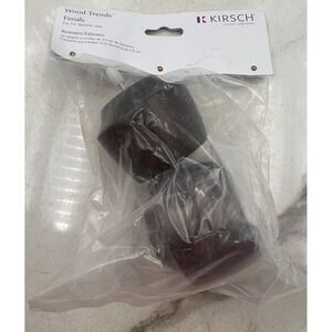 Kirsch Wood Curtain Finials Brown Hugo Fits 1 3/8" Pole- Pair